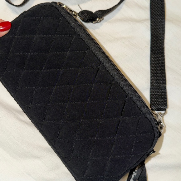 Vera Bradley Black Quilted Crossbody Wallet Purse Adjustable Strap - Picture 5 of 5